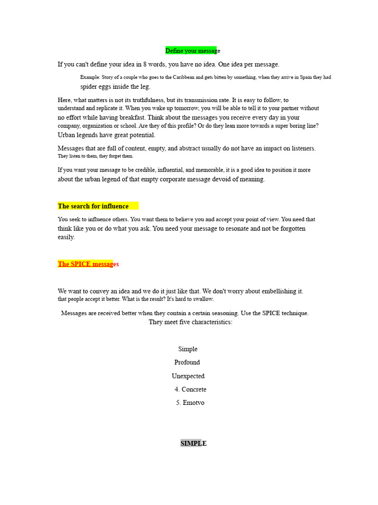 Crafting Memorable Messages with SPICE | PDF | Paradox | Psychological ...