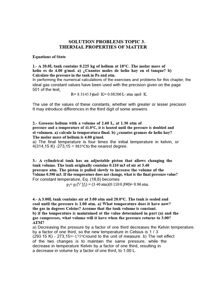 Solved Problems in Thermodynamics | PDF | Gases | Deuterium