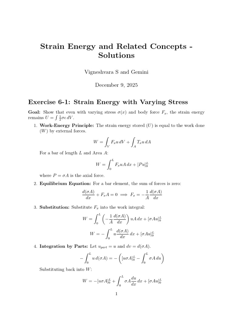 Strain Energy Concepts and Calculations | PDF | Elasticity (Physics ...