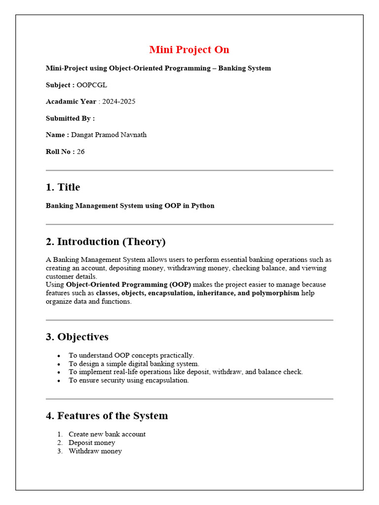 OOP Banking System Project in Python | PDF | Object Oriented ...