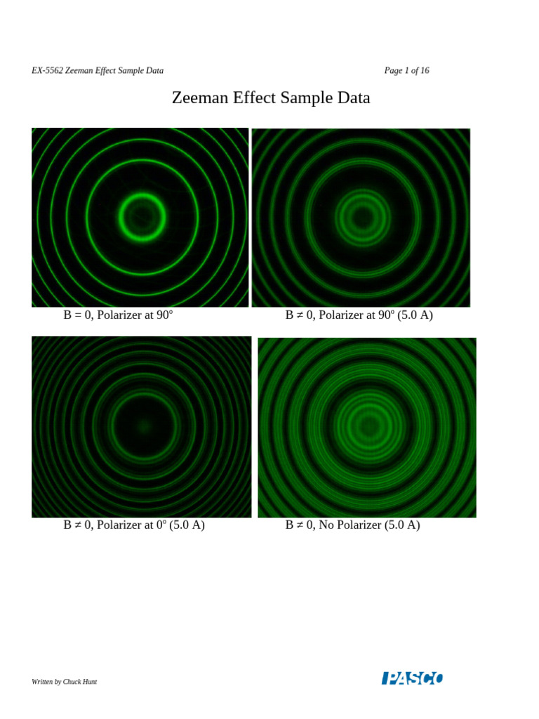 Zeeman Effect Sample Data | PDF