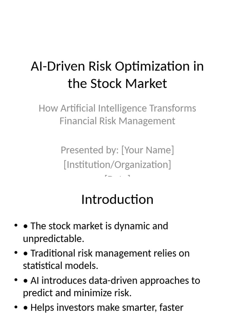 AI Risk Optimization in Stock Market | PDF | Artificial Intelligence ...