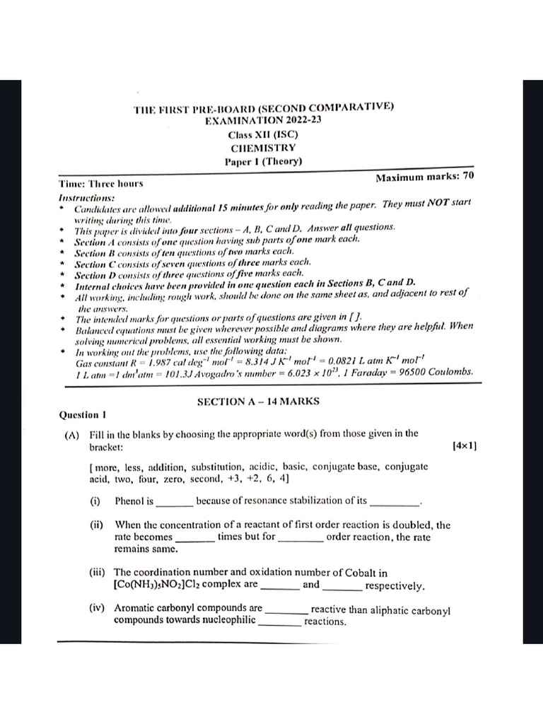 Chem Paper 1 | PDF