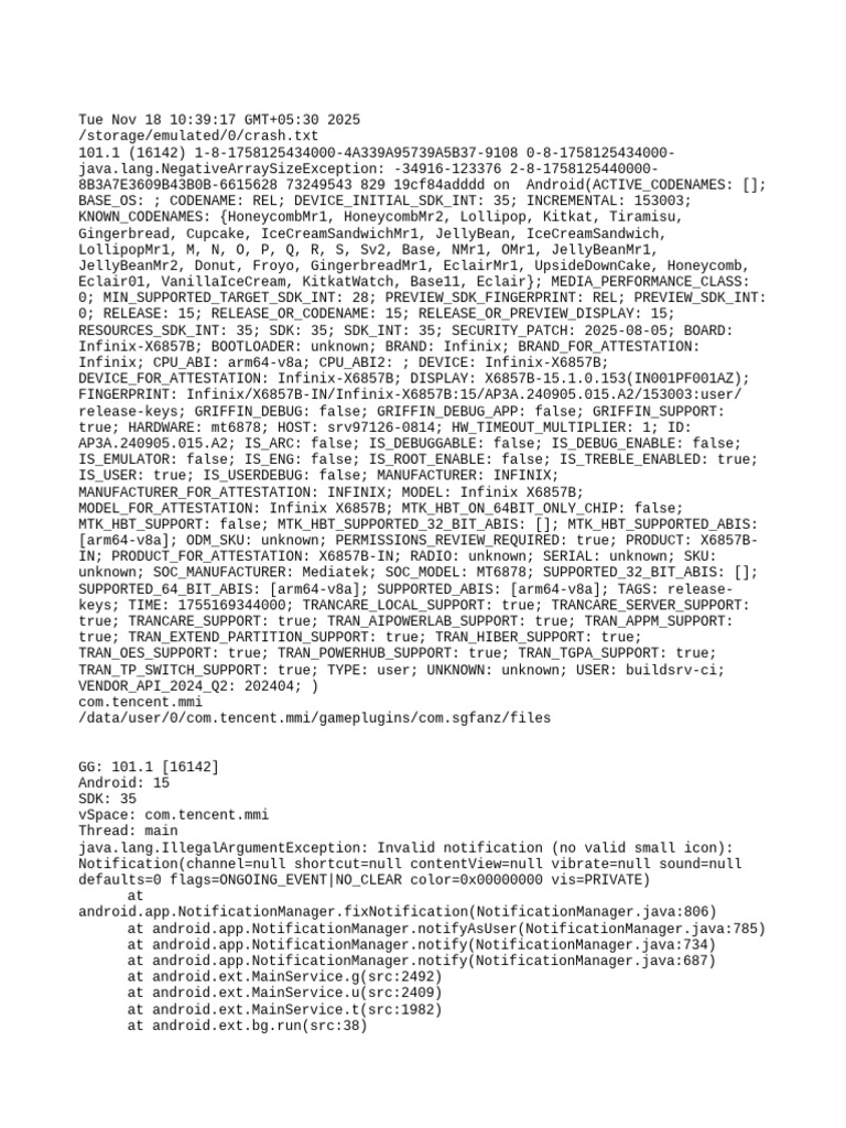 Android Crash Log Analysis Report | PDF | Java (Programming Language ...