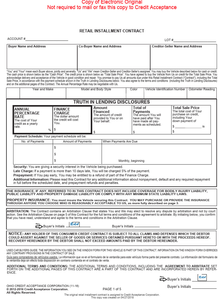 Retail Installment Contract Overview | PDF | Arbitration | Credit Card