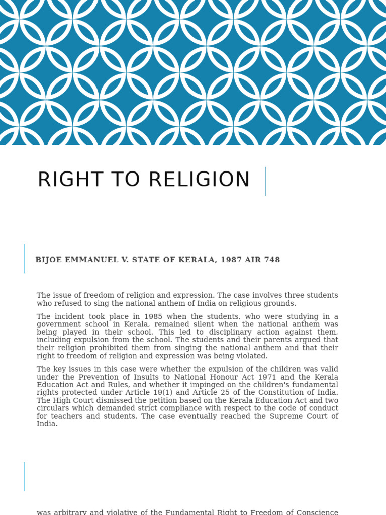 Right To Religion - Article 25-28 | PDF | Freedom Of Religion | Justice