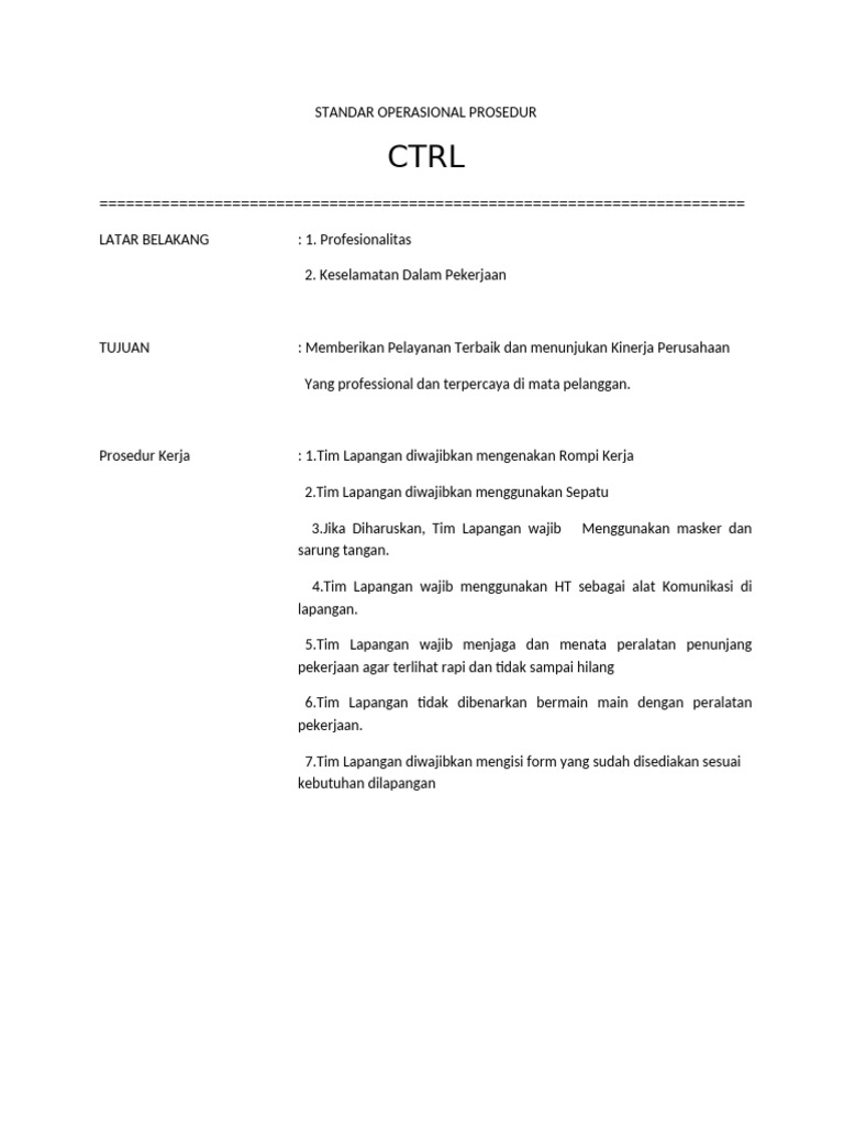 Standar Operasional Prosedur | PDF