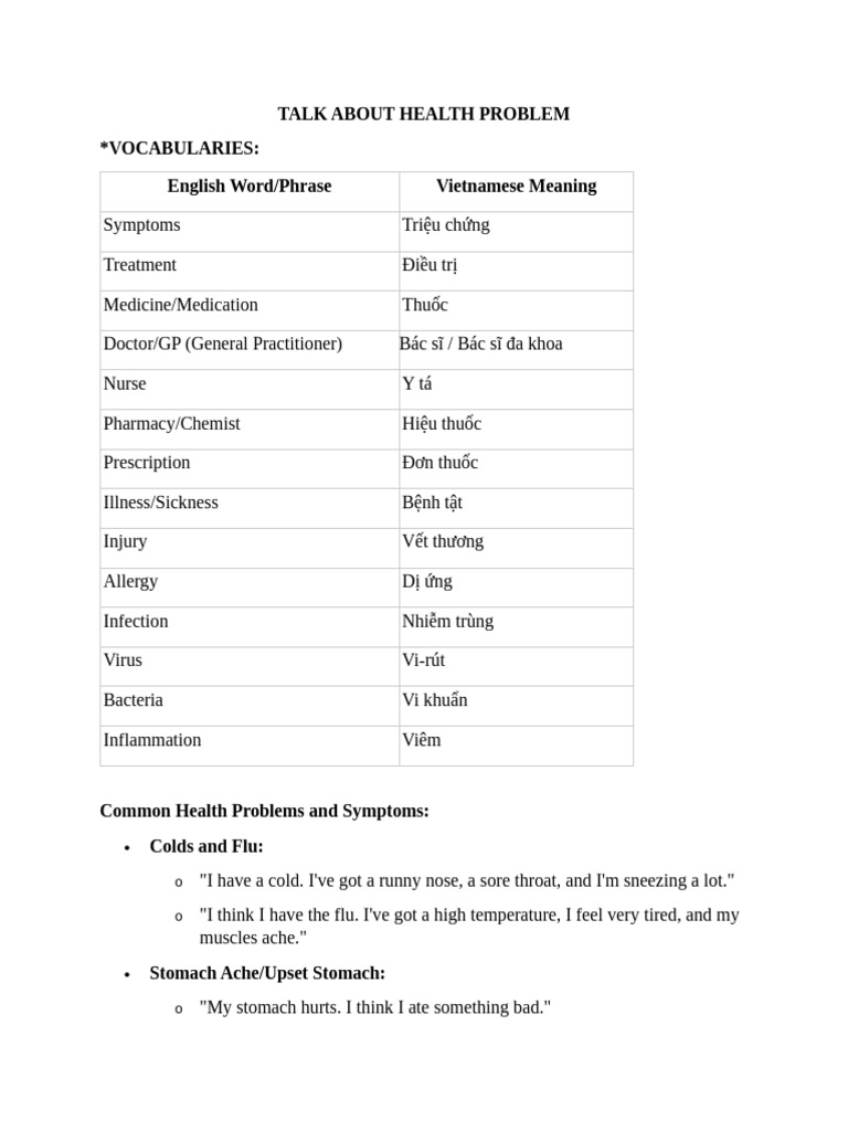 Talk About Health Problem | PDF | Common Cold | Allergy