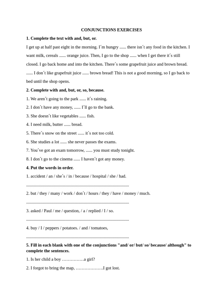 Conjunctions Exercises | PDF | Chess Openings | Chess
