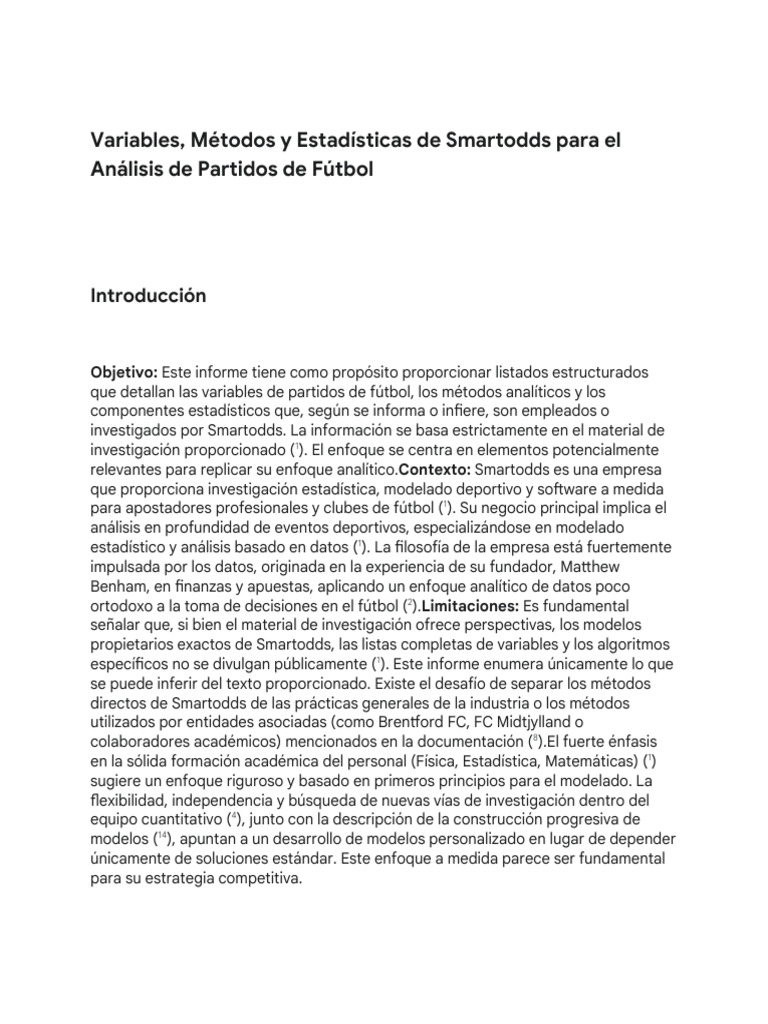 Análisis Smartodds - Variables y Método | PDF | Estadísticas | Análisis ...