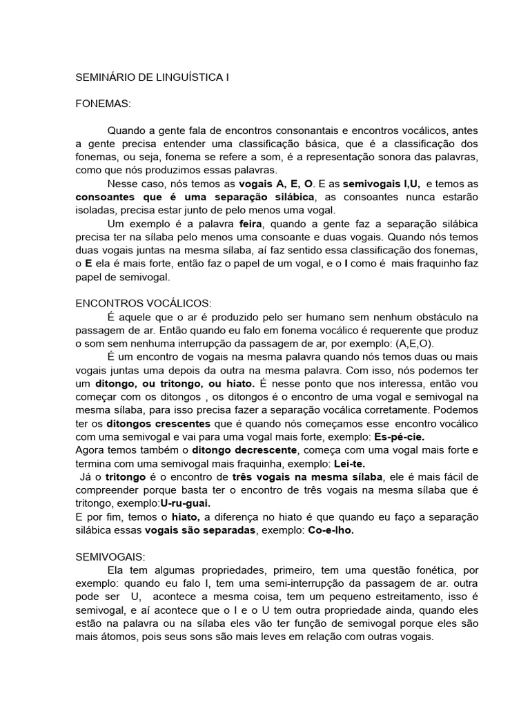 Documento Sem Título (1) | PDF | Vogal | Fonema