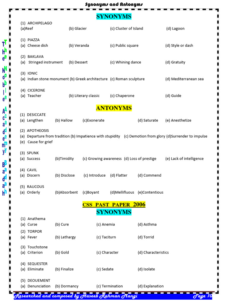 Synonyms and Antonyms Guide | PDF