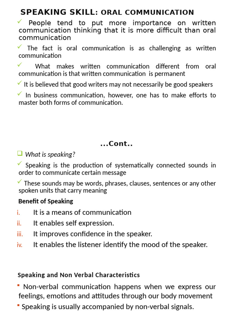 Mastering Oral Communication Skills | PDF | Communication | Nonverbal ...