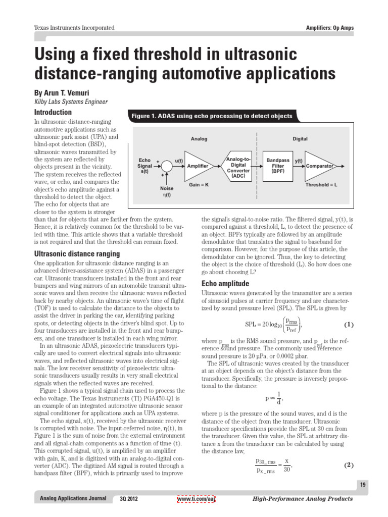 Fixed Threshold in Ultrasonic Ranging | PDF | Amplitude | Sound