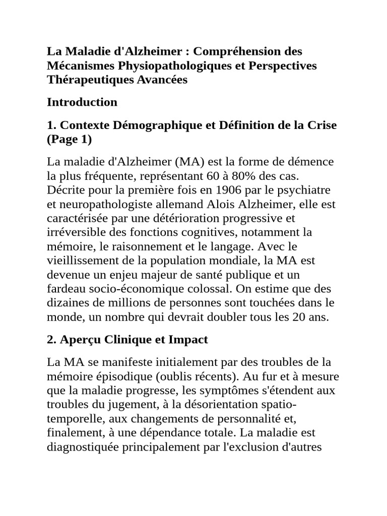 Mécanismes et traitements de l'Alzheimer | PDF | Maladie d'Alzheimer ...