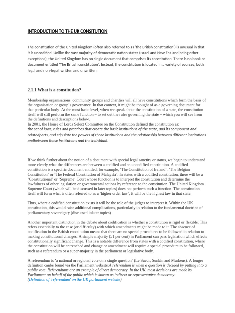 Understanding the UK Constitution Basics | PDF | Constitution ...