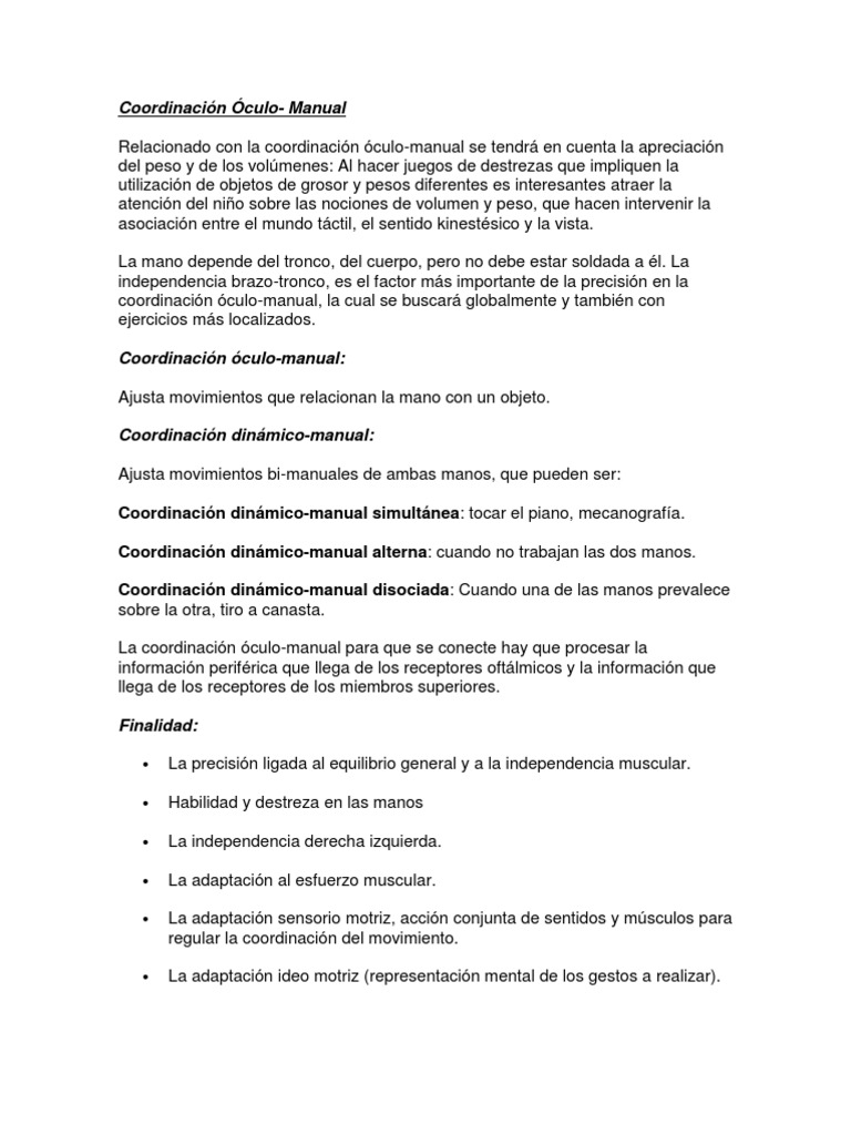 Coordinacion Oculo Manual | PDF | Pelota | Posiciones de baloncesto