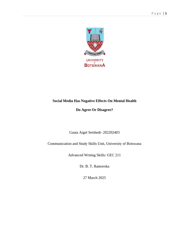 Negative Mental Health Effects of Social Media | PDF | Self Esteem ...