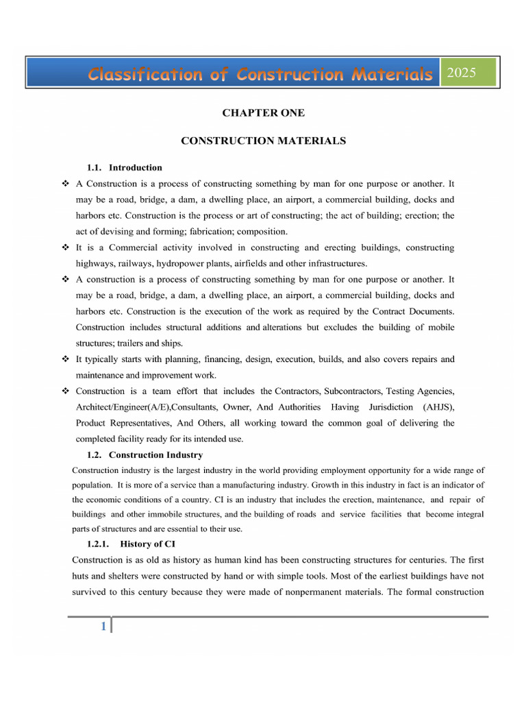 Chapter One Classification of Construction Materials Images 0 Merged | PDF