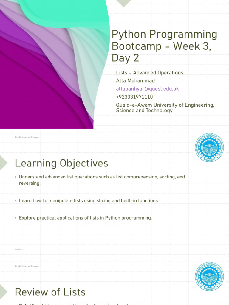 Python Day 09 Pitp | PDF | Python (Programming Language) | Computer ...
