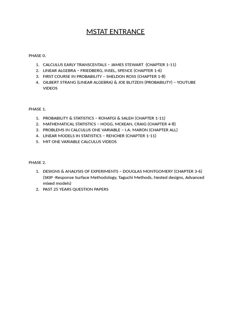Mstat Entrance | PDF