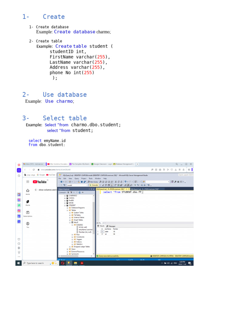 SQL Database and Table Creation Guide | PDF
