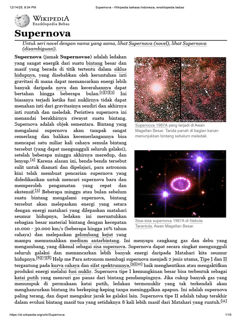 Jenis dan Proses Supernova 1987A | PDF