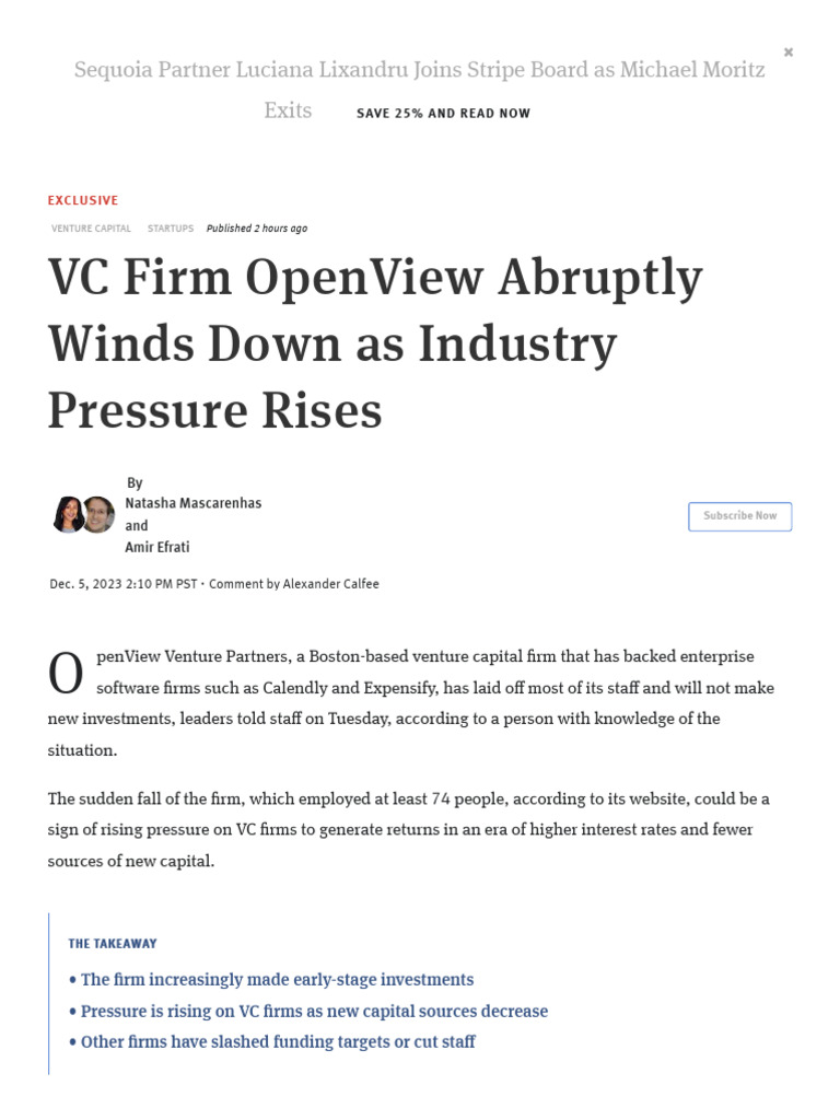 OpenView Venture Partners Winds Down | PDF | Venture Capital ...