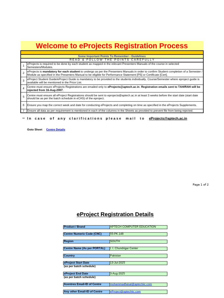 eProjects Registration Guidelines | PDF | Computer Programming ...