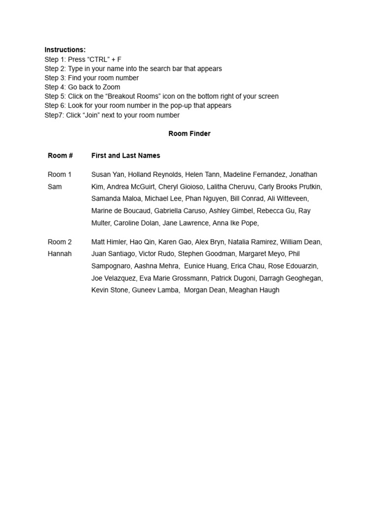 Zoom Breakout Room Assignment Guide | PDF