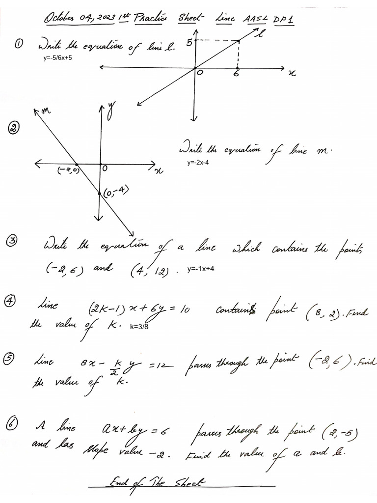 1st Basic Line Questions Sheet DONE | PDF