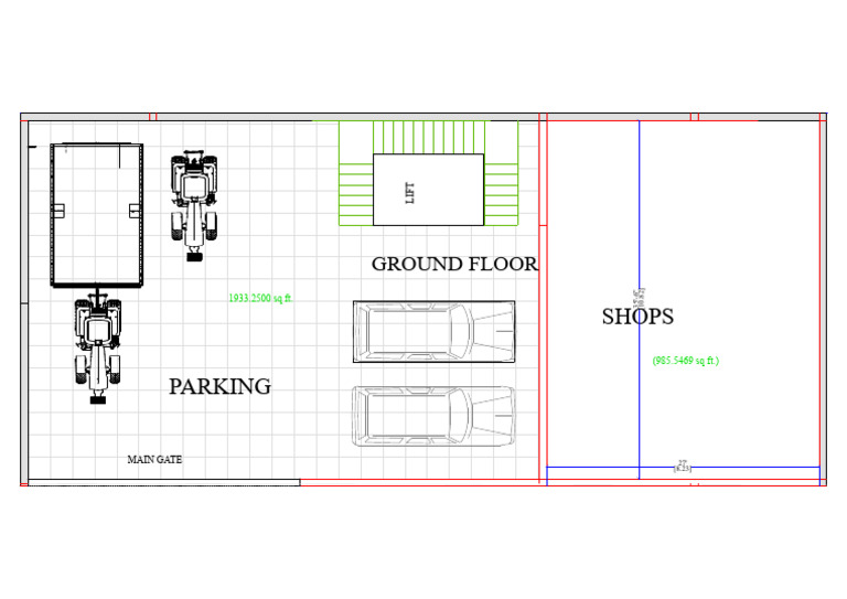 Ground Floor Layout with Shops & Parking | PDF