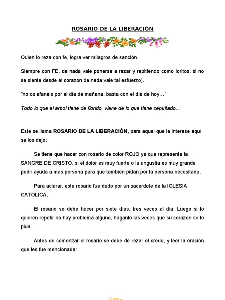 Rosario De Liberacion Oracion Maria Madre De Jesus Señor jesucristo ten misericordia de mi y ten piedad de mi y de todos mis familiares y amigos amen. rosario de liberacion oracion maria