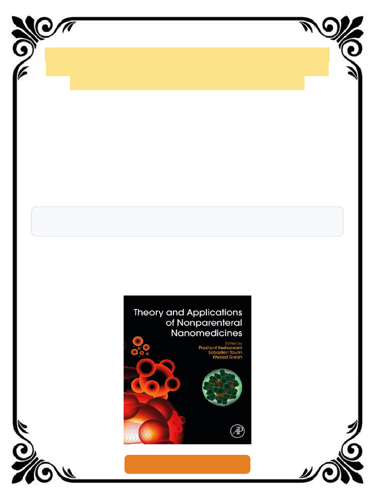 Theory and Applications of Nonparenteral Nanomedicines 1st Edition ...