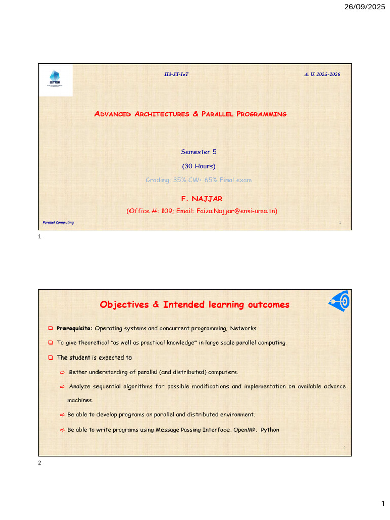 Advanced Parallel Computing Course Overview | PDF | Parallel Computing ...