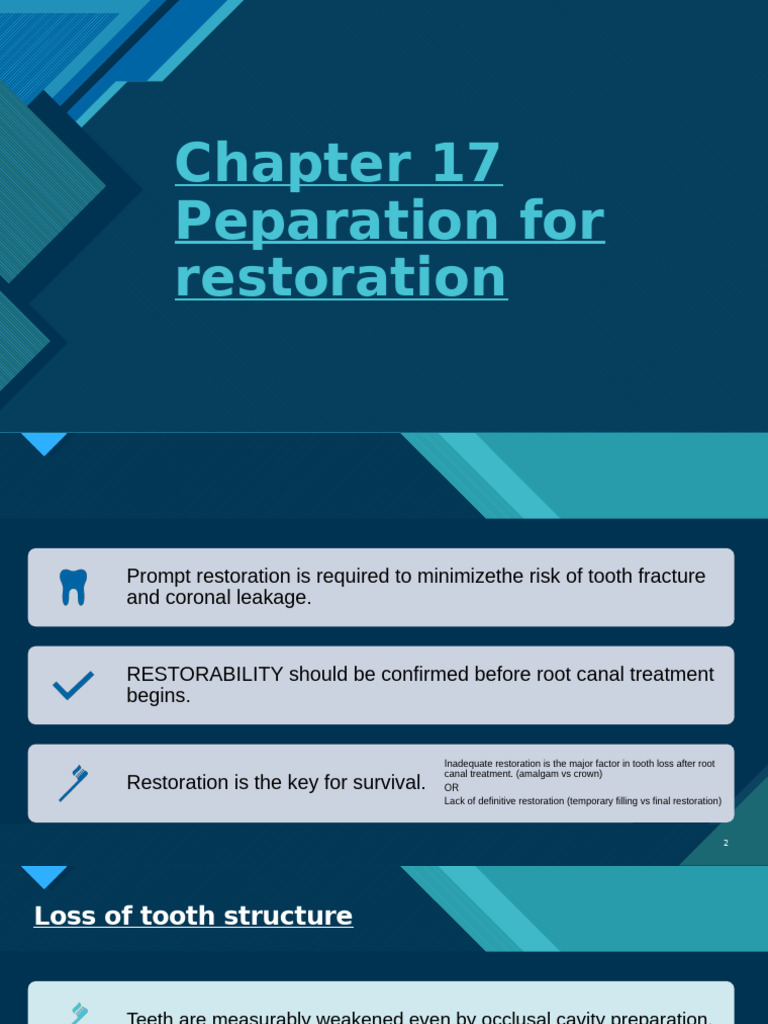 Tooth Restoration After Root Canal Treatment | PDF | Dental Anatomy | Tooth