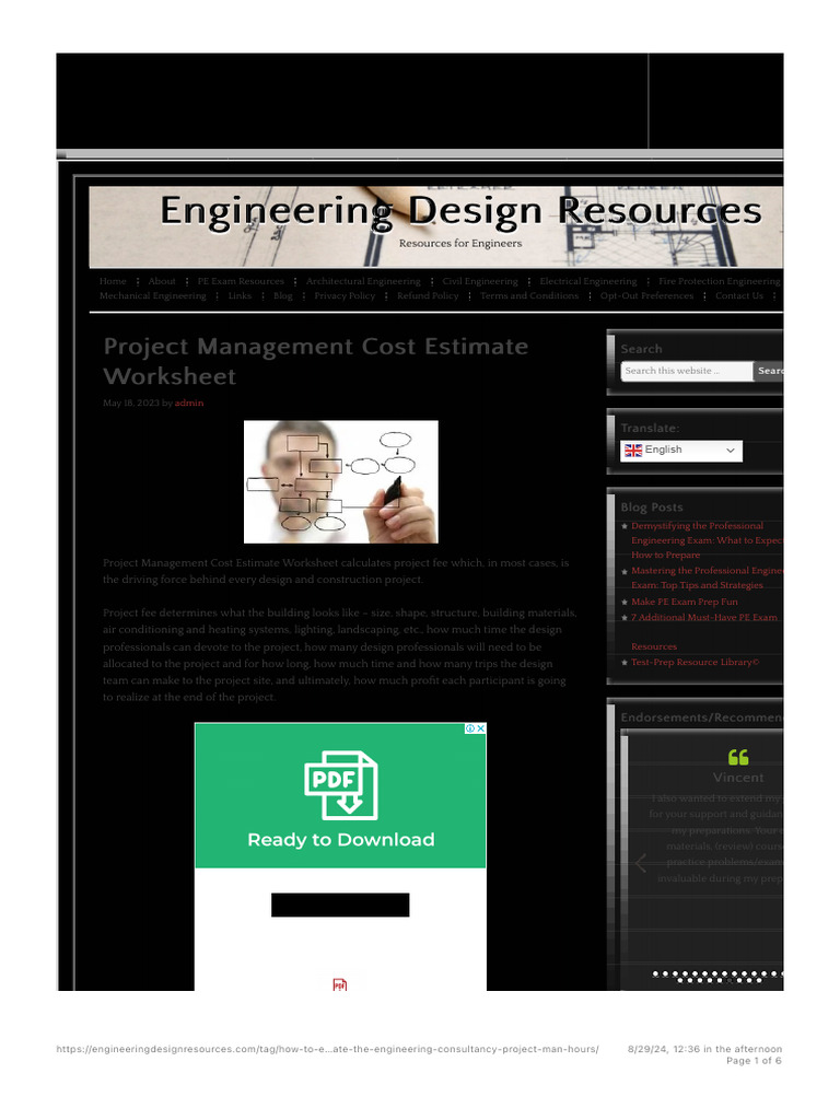 Project Management Cost Estimate Guide | PDF | Worksheet