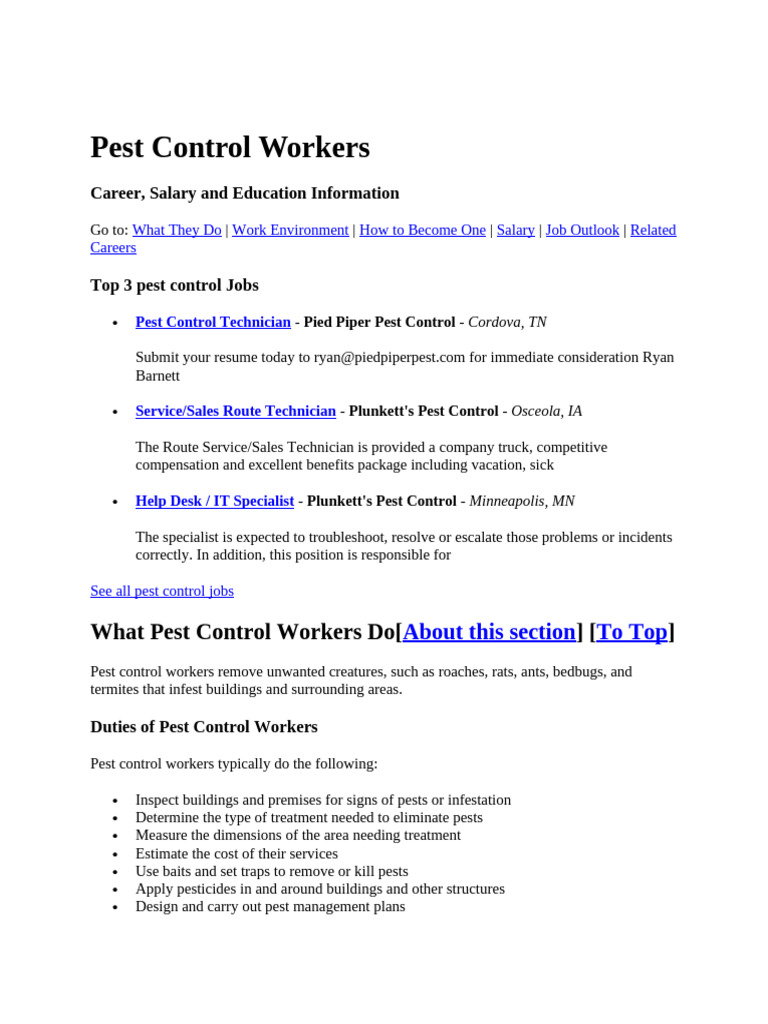Pest Control Workers Career, Salary and Education Information ...
