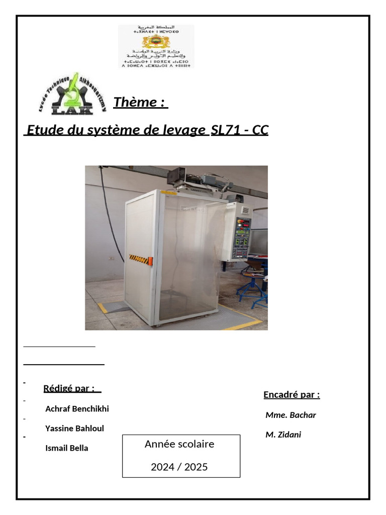 Étude du système de levage SL71 | PDF | Interrupteur | Électricité