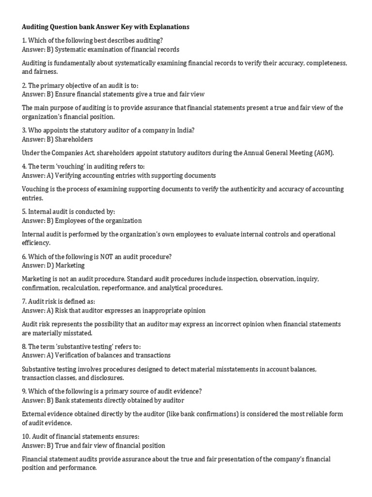 Auditing Answer Key_69201049_2025_11_14_20_55 | PDF | Audit | Auditor's ...