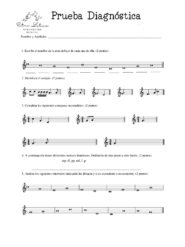Prueba Diagnóstica Ritmo Latino Original | PDF