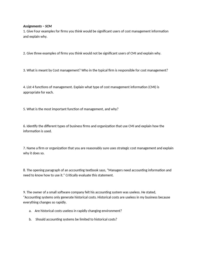 questions | PDF | Strategic Management | Cost Accounting