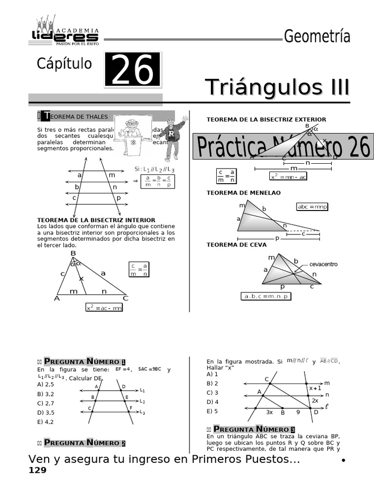 Teoremas y Problemas de Triángulos | PDF | Triángulo | Formas geométricas