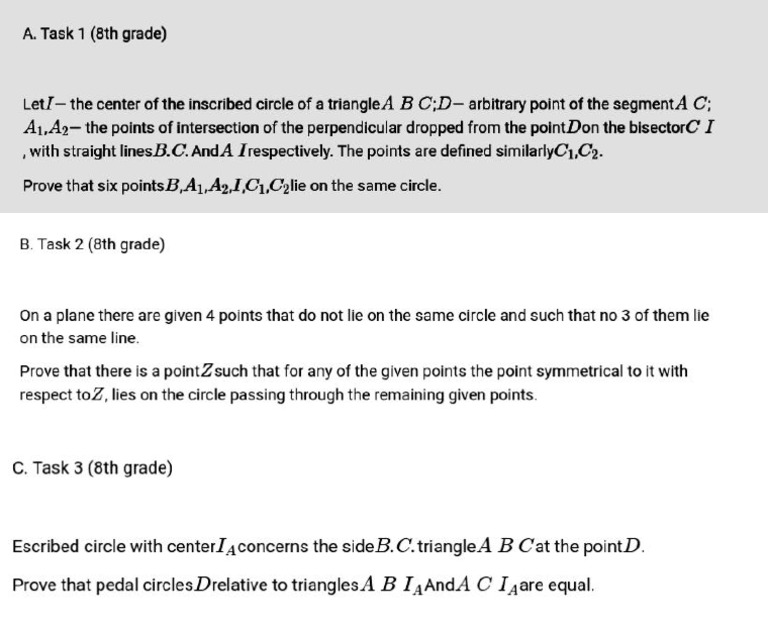 SHARYGIN 2024 Problems Complied | PDF | Triangle | Circle
