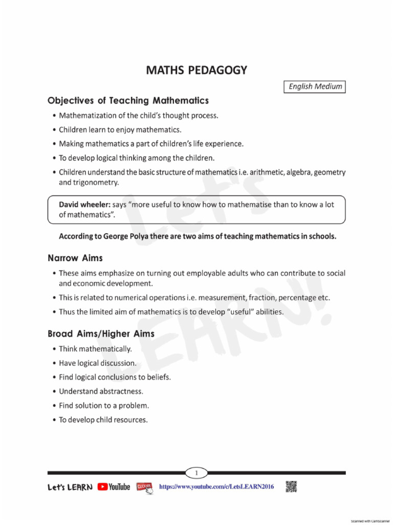 Maths Pedagogy | PDF