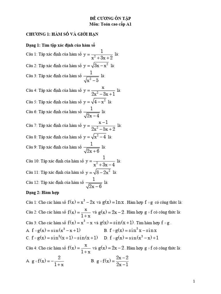 Bai tap On tap A1 | PDF