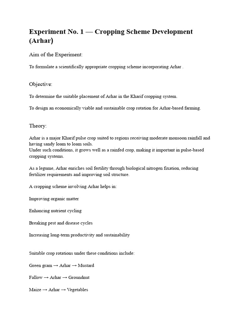 Experiment No 1 and 2 | PDF | Crop Rotation | Tillage