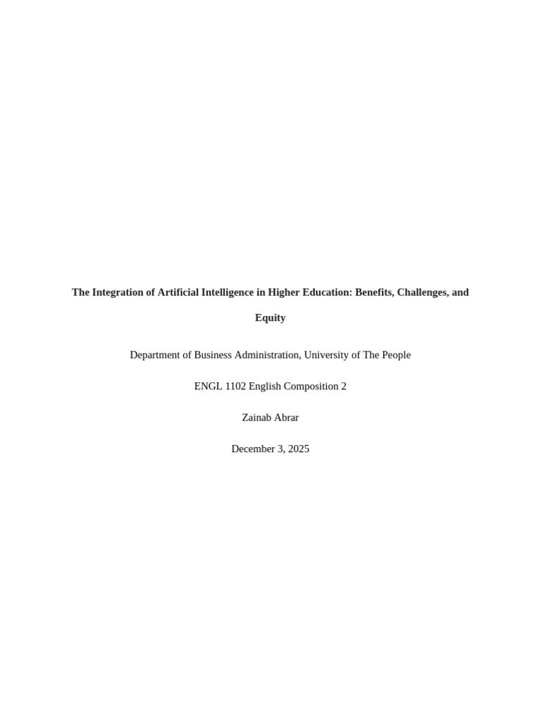 AI in Higher Education: Benefits & Challenges | PDF | Artificial ...