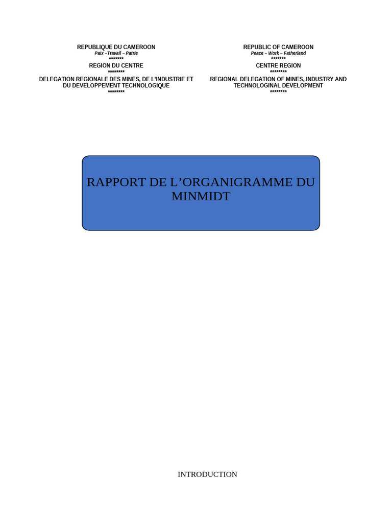 Organisation du MINMIDT au Cameroun | PDF | Exploitation minière | Économie