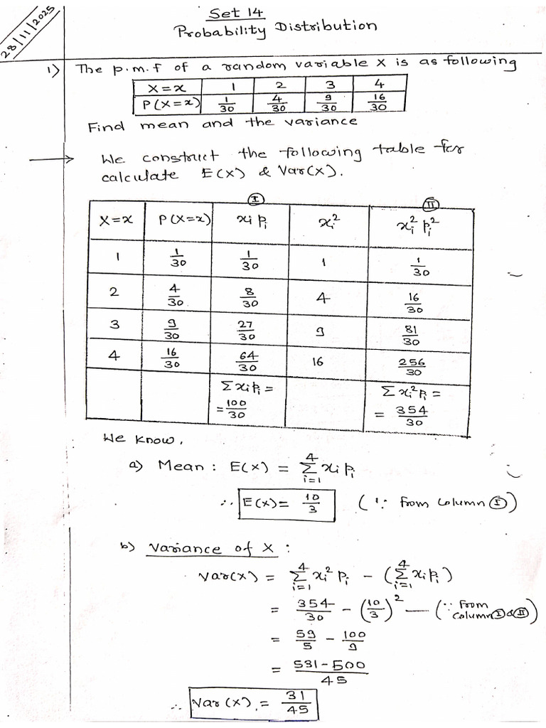 XLL Maths Set No. 14 Probability Distribution | PDF